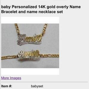 custom 14k overlay name necklace & Bracelet set